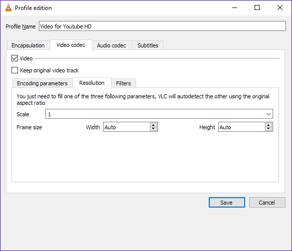 VLC Resolution